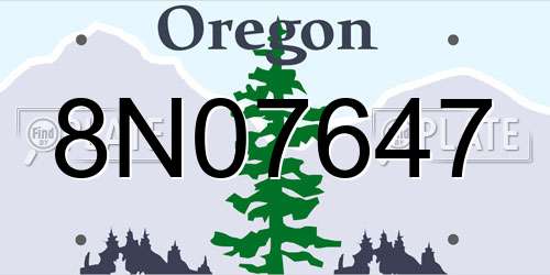 8N07647 Oregon License Plate