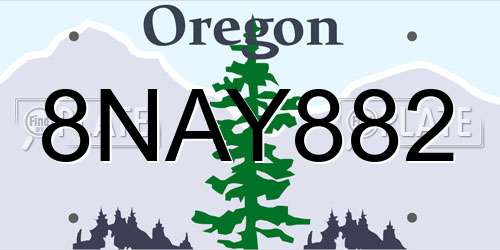 8NAY882 Oregon License Plate