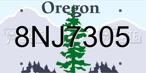 8NJ7305 Oregon License Plate