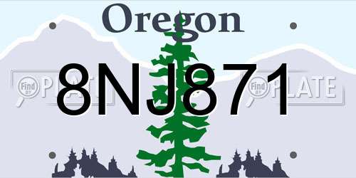 8NJ871 Oregon License Plate