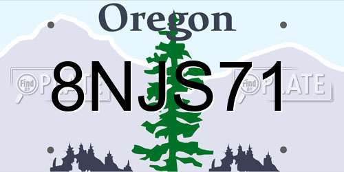 8NJS71 Oregon License Plate