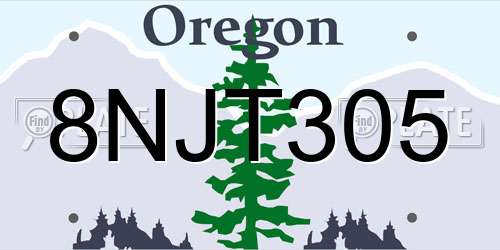 8NJT305 Oregon License Plate