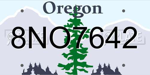 8NO7642 Oregon License Plate