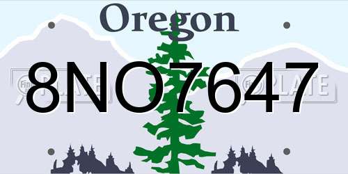 8NO7647 Oregon License Plate