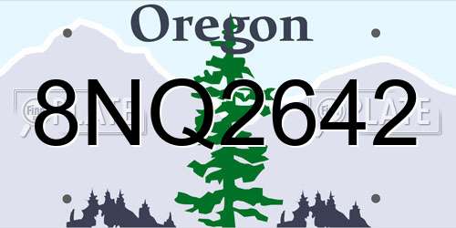 8NQ2642 Oregon License Plate