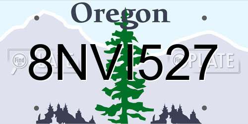 8NVI527 Oregon License Plate