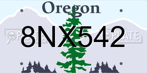 8NX542 Oregon License Plate