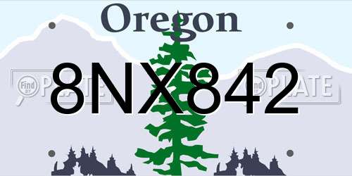 8NX842 Oregon License Plate
