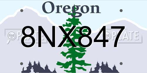 8NX847 Oregon License Plate