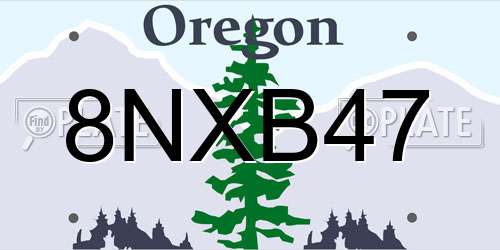 8NXB47 Oregon License Plate