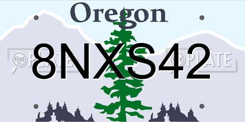 8NXS42 Oregon License Plate