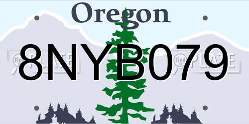 8NYB079 Oregon License Plate