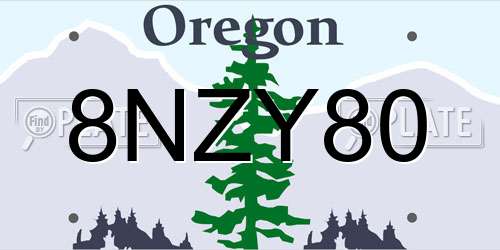 8NZY80 Oregon License Plate