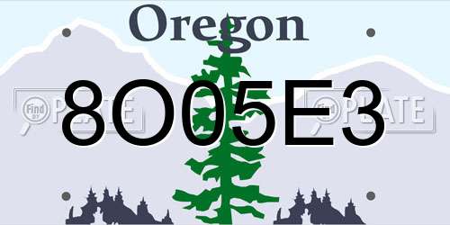 8O05E3 Oregon License Plate