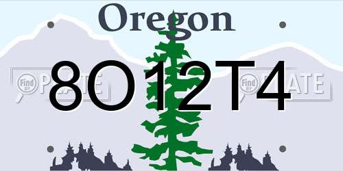 8O12T4 Oregon License Plate