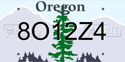 8O12Z4 Oregon License Plate
