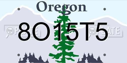 8O15T5 Oregon License Plate