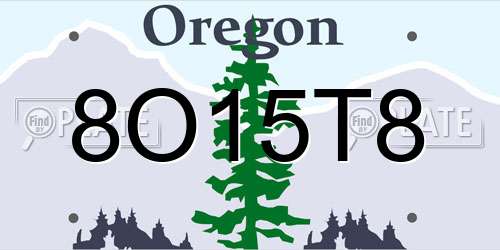 8O15T8 Oregon License Plate