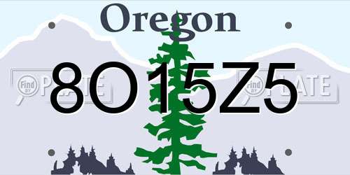 8O15Z5 Oregon License Plate