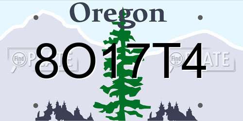 8O17T4 Oregon License Plate