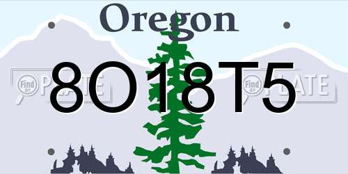 8O18T5 Oregon License Plate