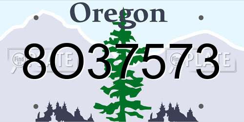 8O37573 Oregon License Plate