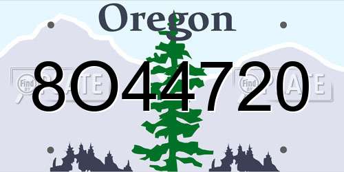 8O44720 Oregon License Plate