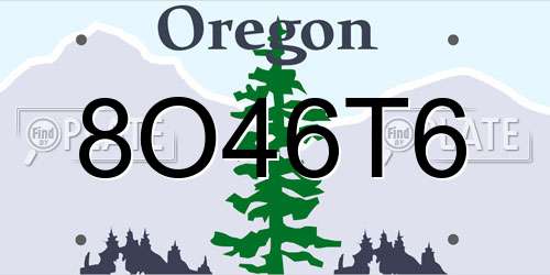 8O46T6 Oregon License Plate