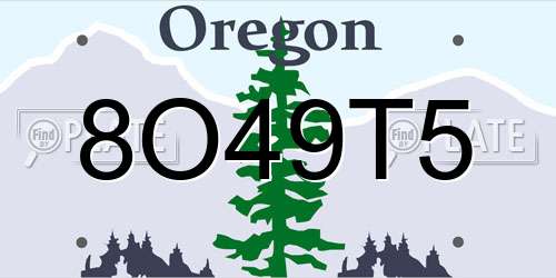 8O49T5 Oregon License Plate