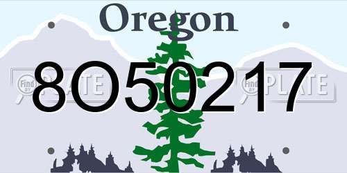 8O50217 Oregon License Plate