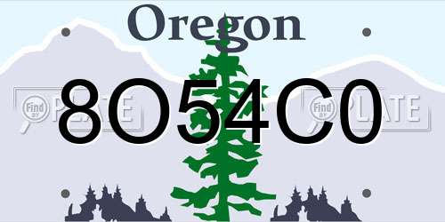 8O54C0 Oregon License Plate