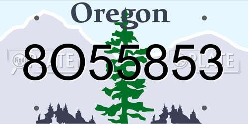 8O55853 Oregon License Plate