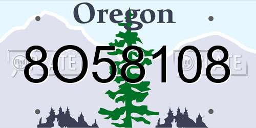 8O58108 Oregon License Plate