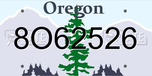 8O62526 Oregon License Plate