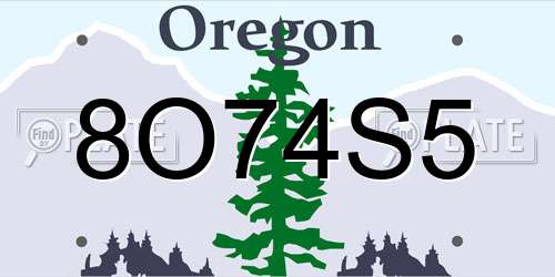 8O74S5 Oregon License Plate