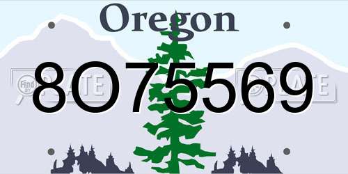 8O75569 Oregon License Plate