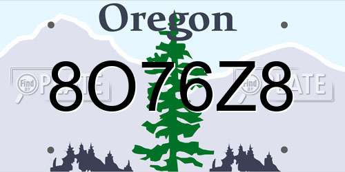 8O76Z8 Oregon License Plate
