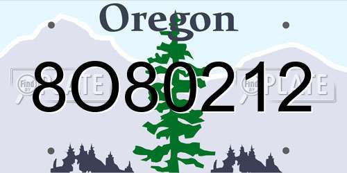 8O80212 Oregon License Plate