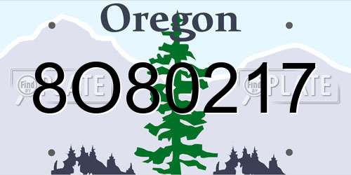 8O80217 Oregon License Plate