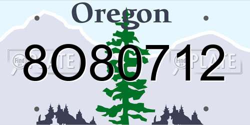 8O80712 Oregon License Plate