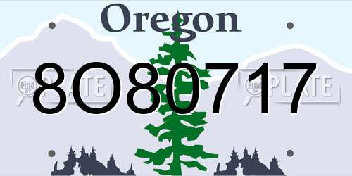 8O80717 Oregon License Plate