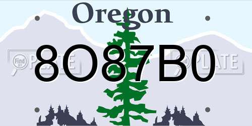 8O87B0 Oregon License Plate