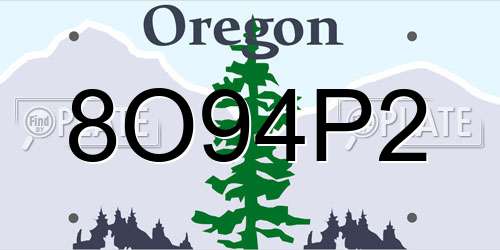 8O94P2 Oregon License Plate