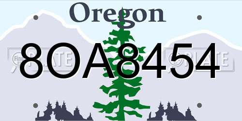 8OA8454 Oregon License Plate