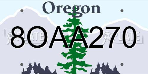 8OAA270 Oregon License Plate