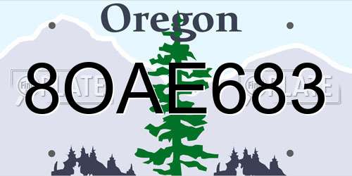 8OAE683 Oregon License Plate