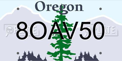 8OAV50 Oregon License Plate