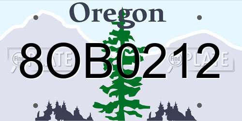 8OB0212 Oregon License Plate