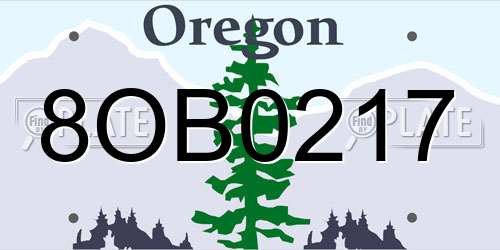8OB0217 Oregon License Plate