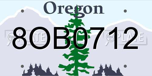 8OB0712 Oregon License Plate